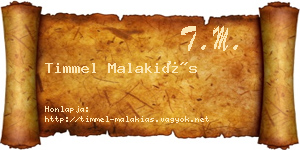 Timmel Malakiás névjegykártya